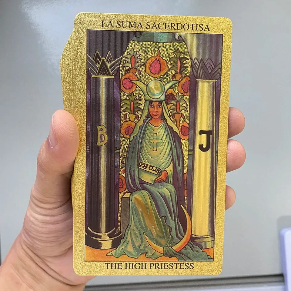 Golden Foil Tarot Cards Game Spanish English Bilingual Divination Deck with Guide Prophecy Oracle Reading Set for Beginners — image 4