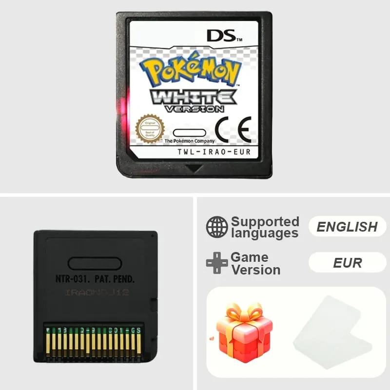 Pokemon Series DS ตลับเกม Diamond Platinum Pearl HeartGold SoulSilver สีดำสีขาวหลายภาษาสำหรับ NDS/2DS — image 28