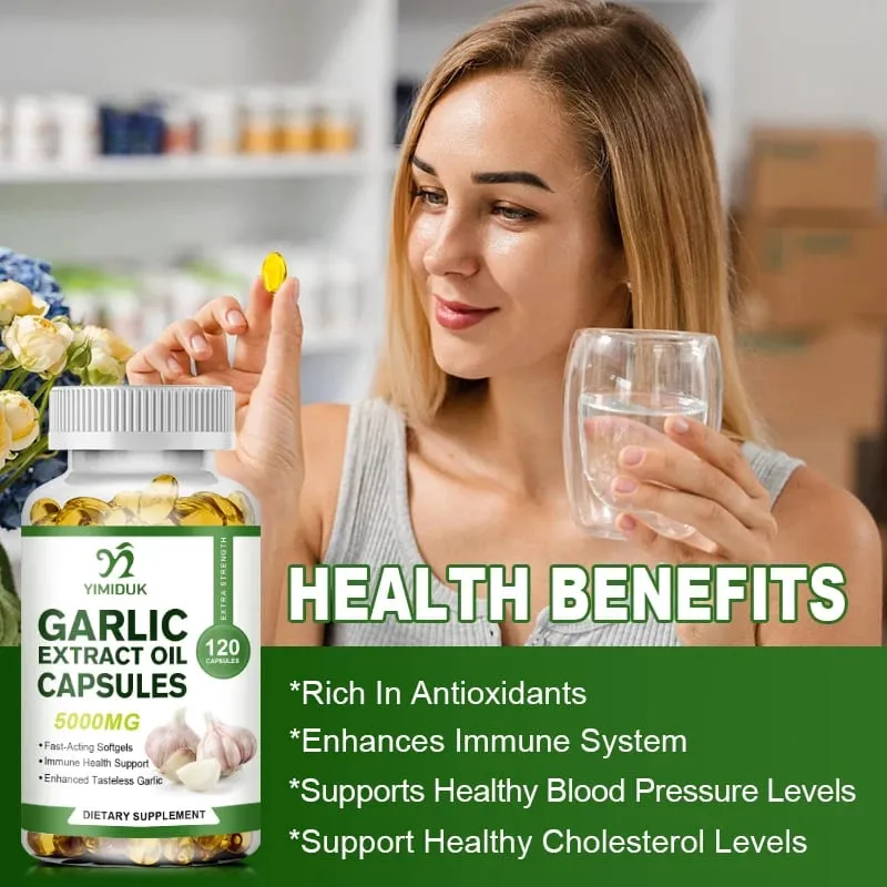 Organic Garlic Oil Extract Capsules Immunity Improves Cardiovascular Function Support Increase Glutathione Level Cellular Detox — image 6