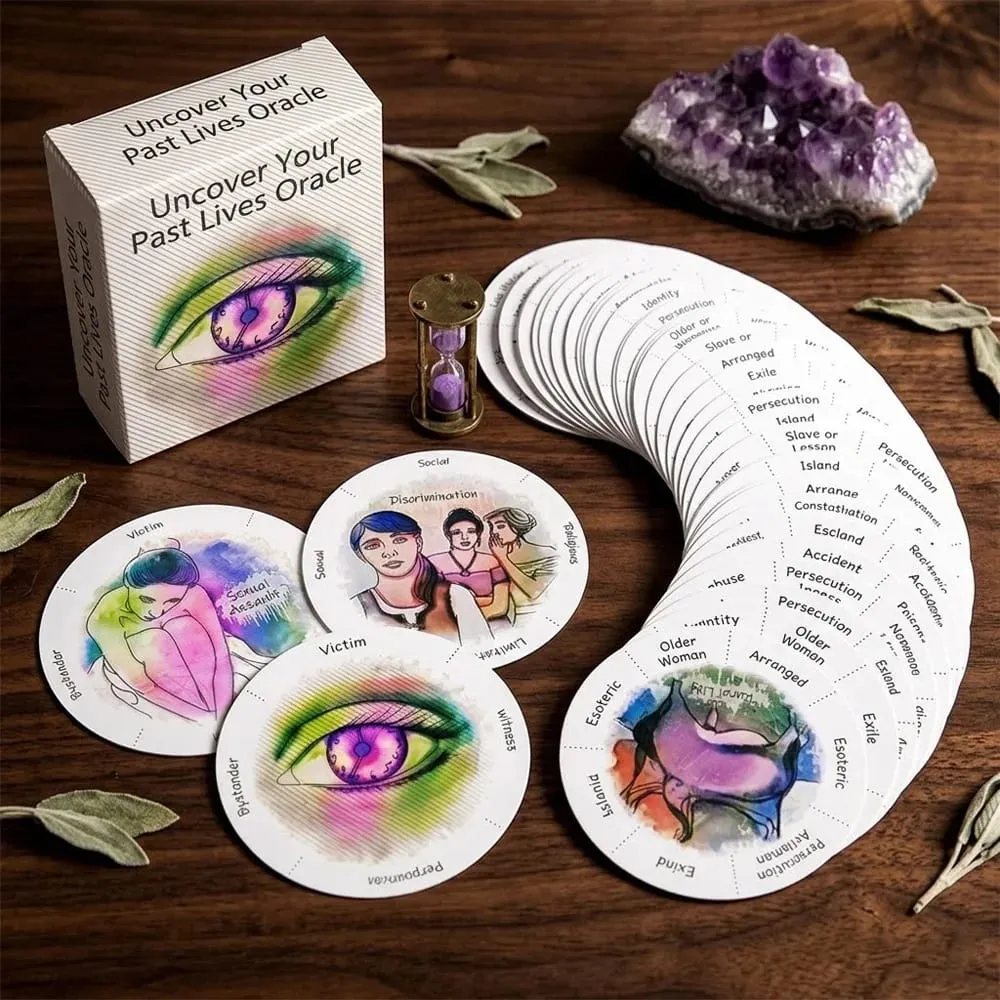 87 PCs Uncover Your Past Lives Oracle Cards Round Tarot Deck Divination Tool for Spiritual Enlightenment and Board Game — image 1