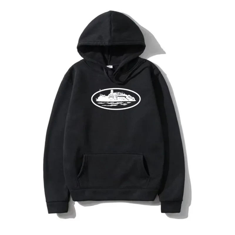 Yacht Graphic Black Hoodie Men Women Nautical Style Casual Hooded Sweatshirt Sailing Enthusiast Fashion Streetwear Top