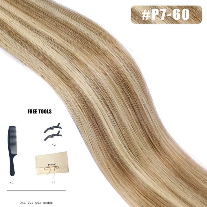 Butterfly Weft Hair Extensions Human Hair Invisible Flat PU with Hole Twin Tabs Hair Weft 12-24inch Micro link 100g — image 12