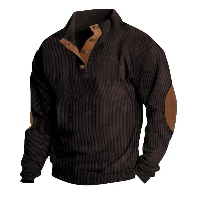 Men's Cargo Sweatshirt American Splicing Patch Pullover Men's Outdoor Jacket Corduroy Casual Long Sleeve Sweatshirt — image 15
