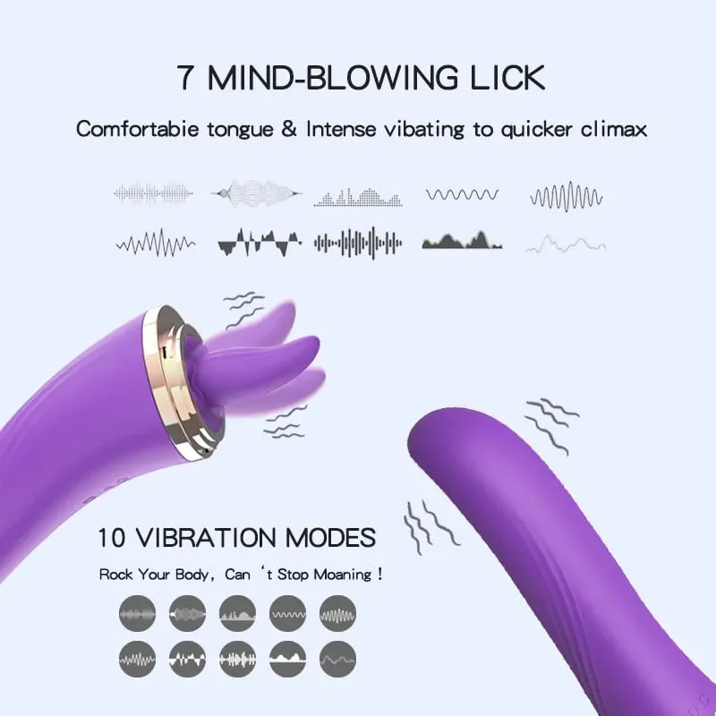 Tongue Licking with Sucking G Spot Vibrator 3 in 1 Sex Toys for Women Powerful Clitoral Nipple Oral Sucker Stimulation Massager — image 3