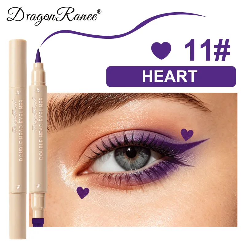 2-in-1-Eyeliner mit doppelseitigem Stempelsiegel, schnell trocknend, wasserfest und schweißfest, verwischt nicht leicht, bunter Augen-Make-up-Eyeliner
