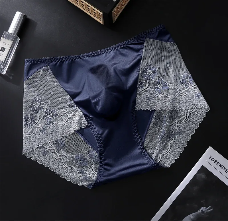 New Men's underwear Light luxury cuecas masculino adults 18 plus size satin lace 3D bag calzoncillos hombre sexys shopping tøy — image 12