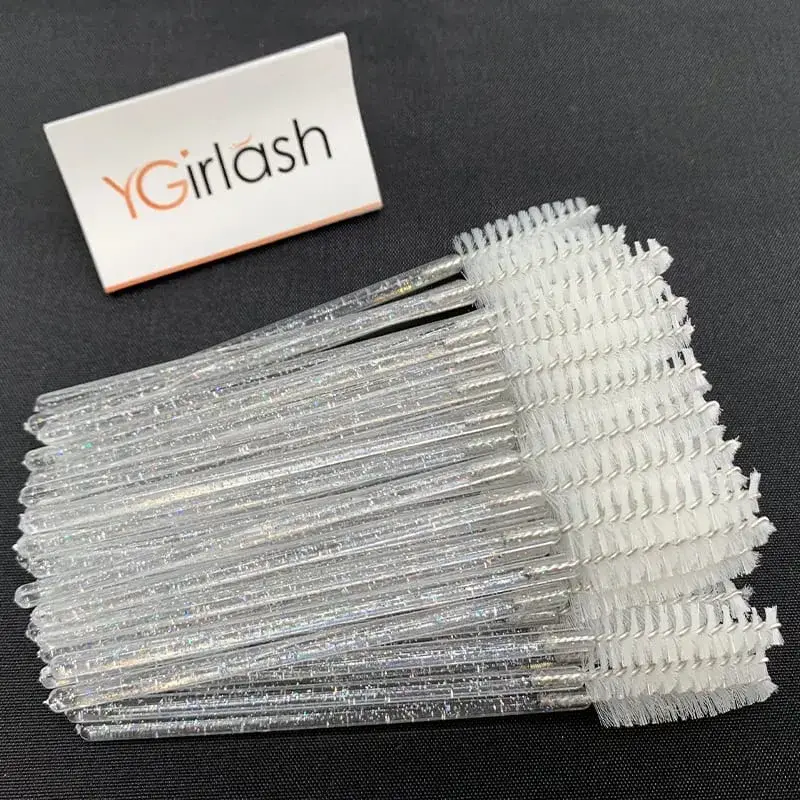 YGirlash 50ks Lash Swans Crystal Aplikátor řas Jednorázové diamantové držadlo Nylonové kartáčky na řasenky Kosmetické nástroje — image 19