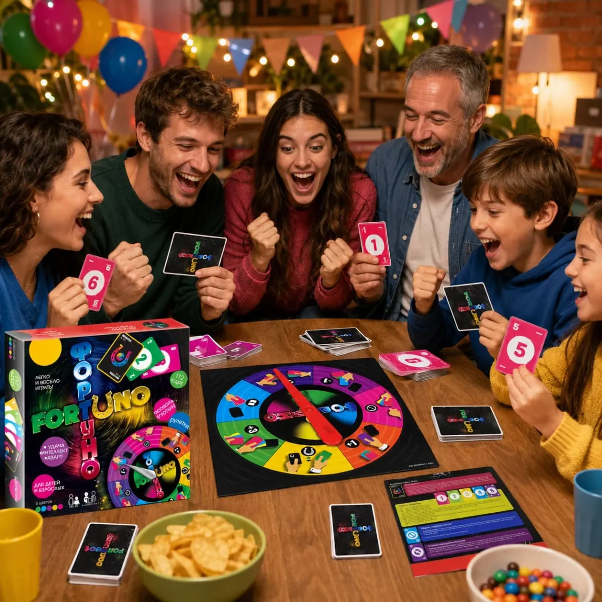 Fortuno Spin Wheel Card Board Game Color Matching Strategy Family Kids Adults Party Travel Russian Version