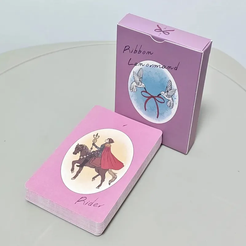 Ribbon Lenormand Deck 9*6cm 36 Pcs Lenormand Cards In A Stylish Matte Pink-purple with A Dull Feel