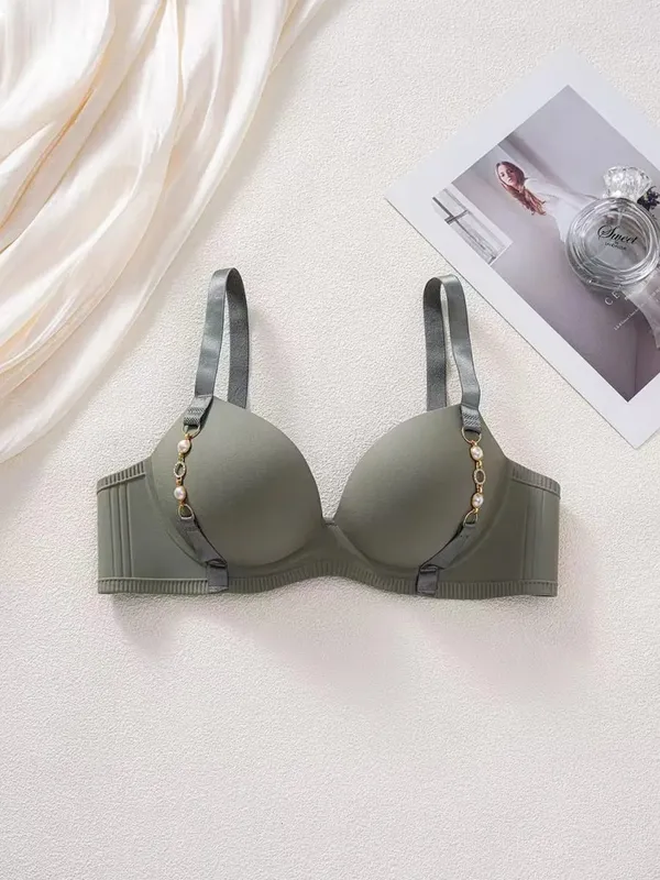 Women's Seamless Push Up Lingerie Small Breast Gathering Anti-sagging No Steel Ring Bra
