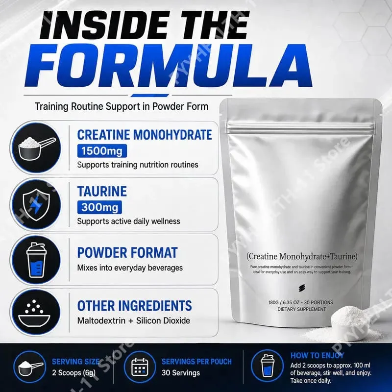 Creatine Monohydrate + Taurine Powder for Daily Sports Physical State Support Fine Quick Dissolving Mix 180g (30 Portions) — image 5