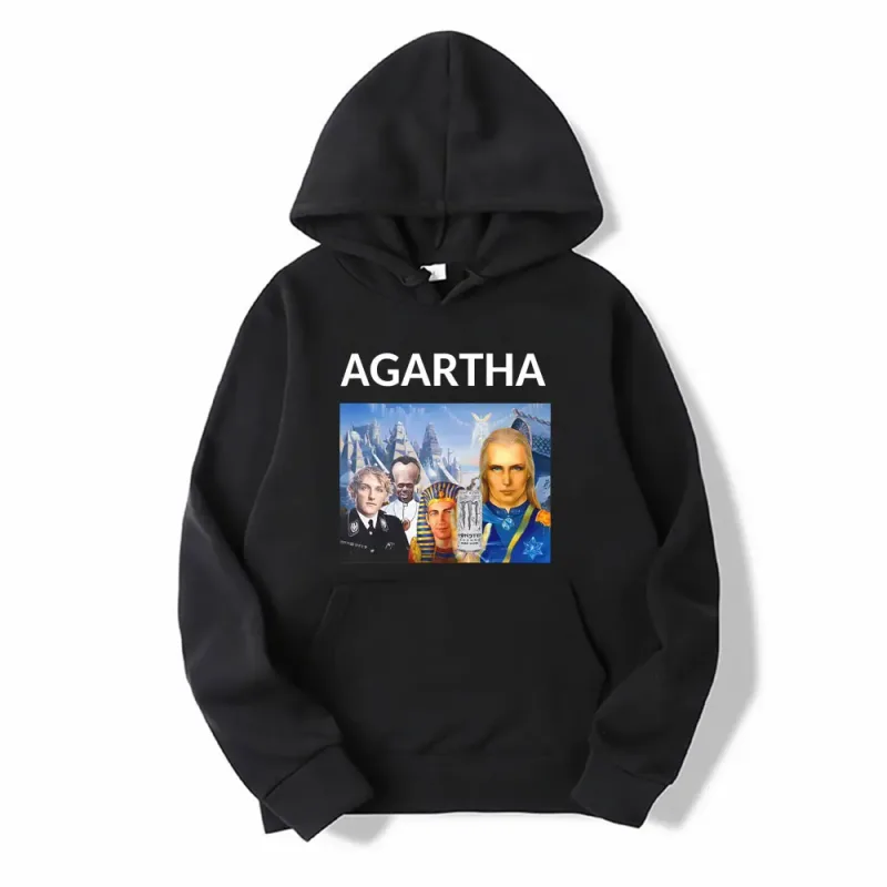 HollowEarth Agartha Meme Graphic Sweatshirt Men Women Hip Hop Vintage Style Hoodies Oversized Long Sleeve Comfort Loose Pullover — image 1