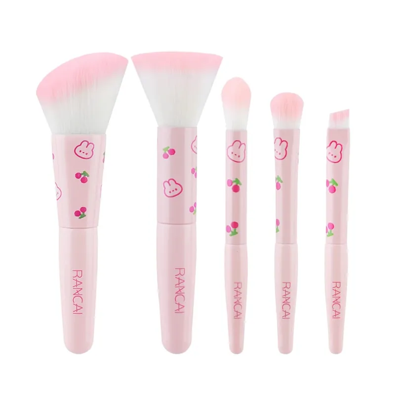 Conjunto de pincéis de maquiagem compacto, 5 peças, bonito, com estojo, pincel premium para base impecável, blush, sombra, aplicação, ferramentas de beleza — image 16