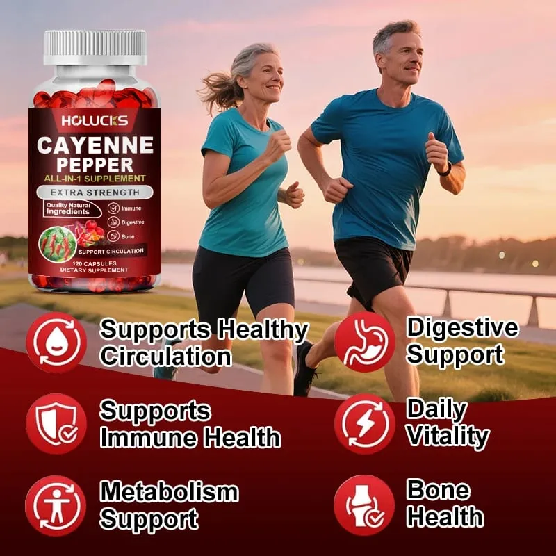 Cayenne Pepper Capsules with Vitamin D3 K2 Blood Circulation Promote Digestion Boost Metabolism Support Joint Bone Health — image 5