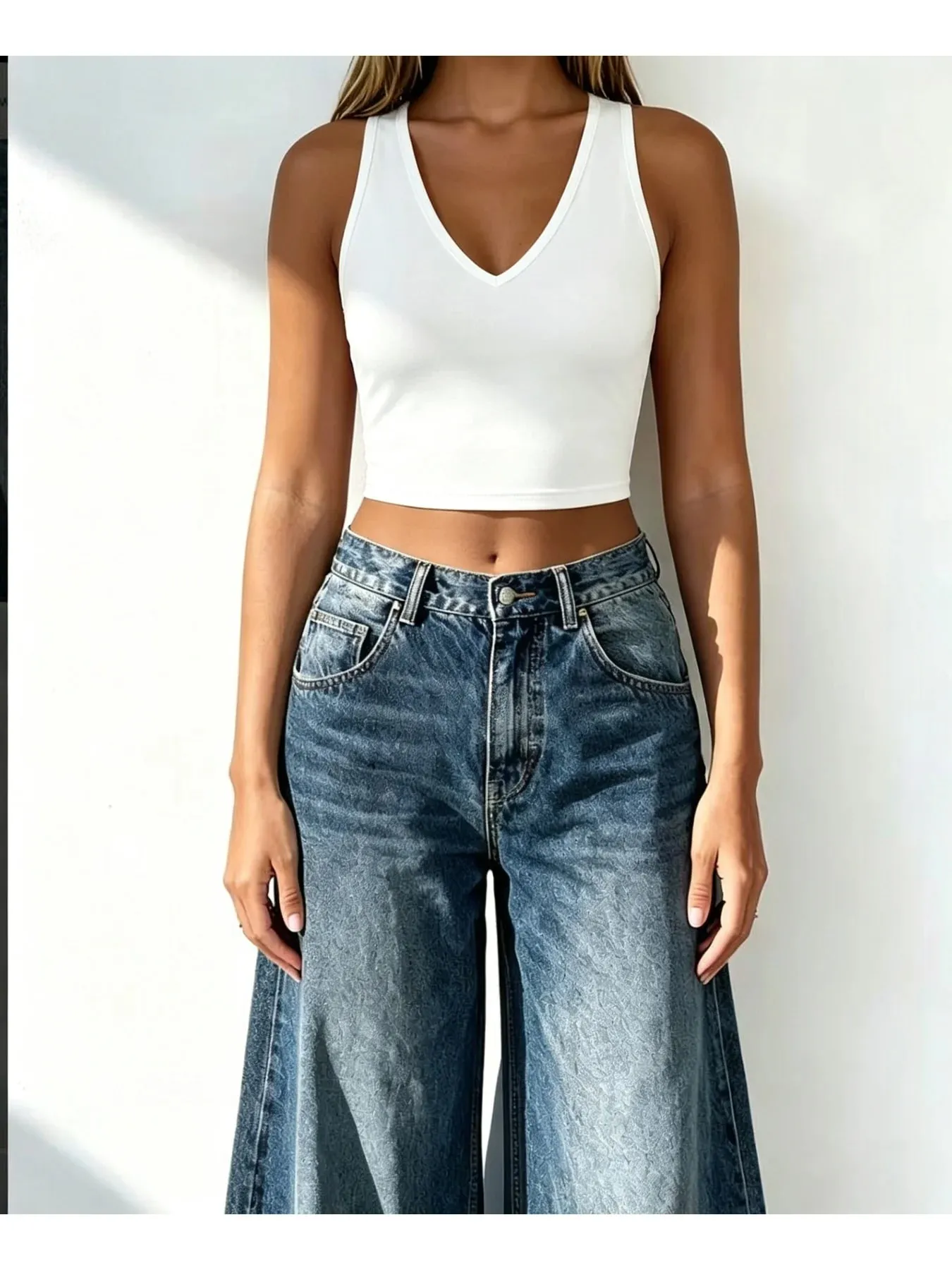 3PC Women's Casual Elegant Solid Color Short Cut with Belly Button V-Neck Sleeveless Vest Top Three Piece Set