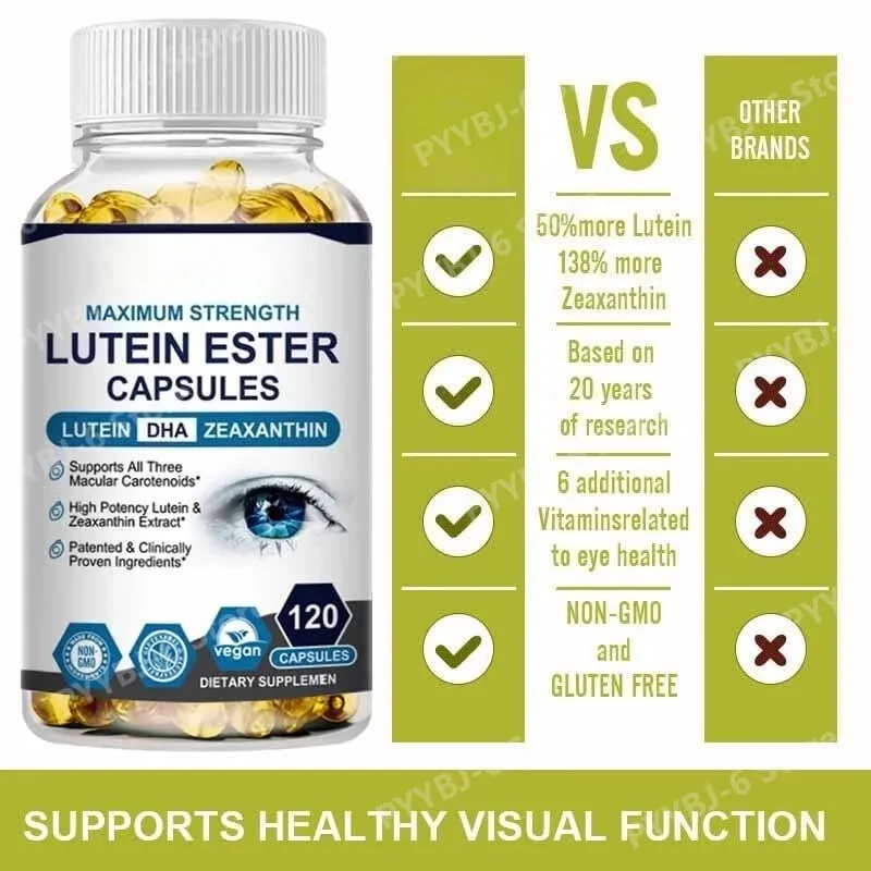 Lutein Ester Capsules Supports Eye Health and Vision Protection Non-GMO Vegan Natural Ingredients Antioxidant Support 120Softgel — image 4