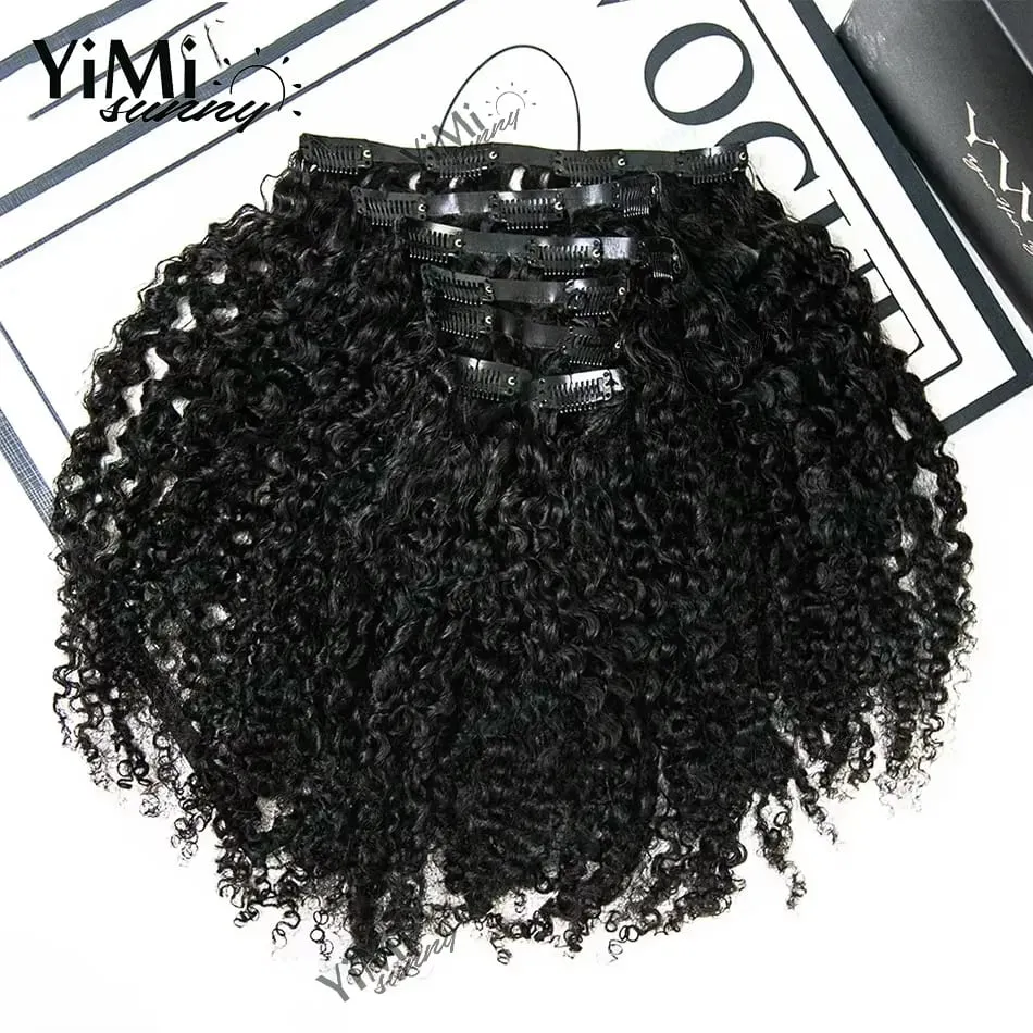 120G/Set Invisable Edge Clip Ins Human Hair Extensions Seamless Kinky Curly Injected PU Tape Weft Clip Ins Human Hair For Woman