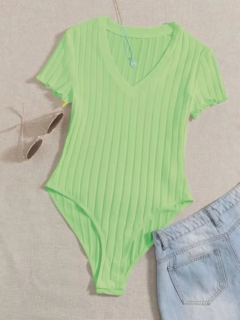 Lettuce Trim Ribbed Bodysuit Women's Sleeveless High Waist Bottom Control Shapewear for Slimming Effect — image 8