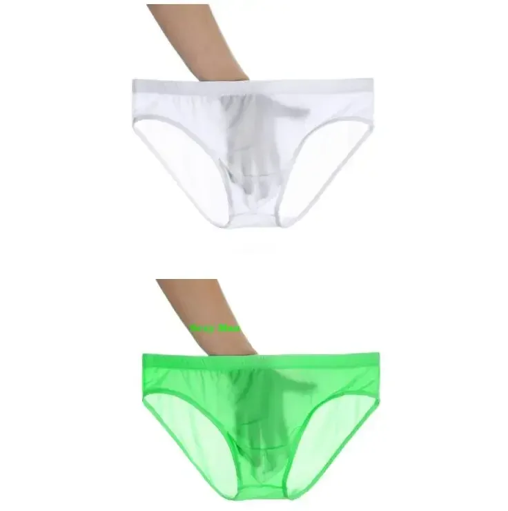2PCS Ultra Thin Ice Silk กางเกง Plus ขนาด M-4XL สีทึบเยาวชนโปร่งแสงต่ำเอว Breathable เซ็กซี่ชายกางเกง