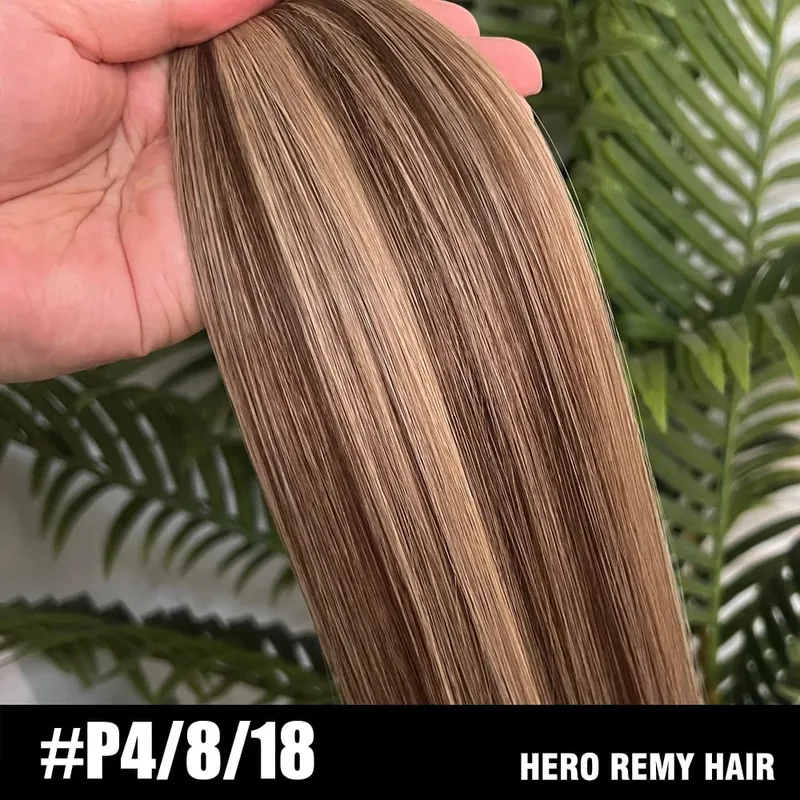 Straight Clip In PU Human Hair Extensions 10 Pcs/Set Full Head Clip Ins Hair 100/170 Grams Clip on PU Hair Extension for Women