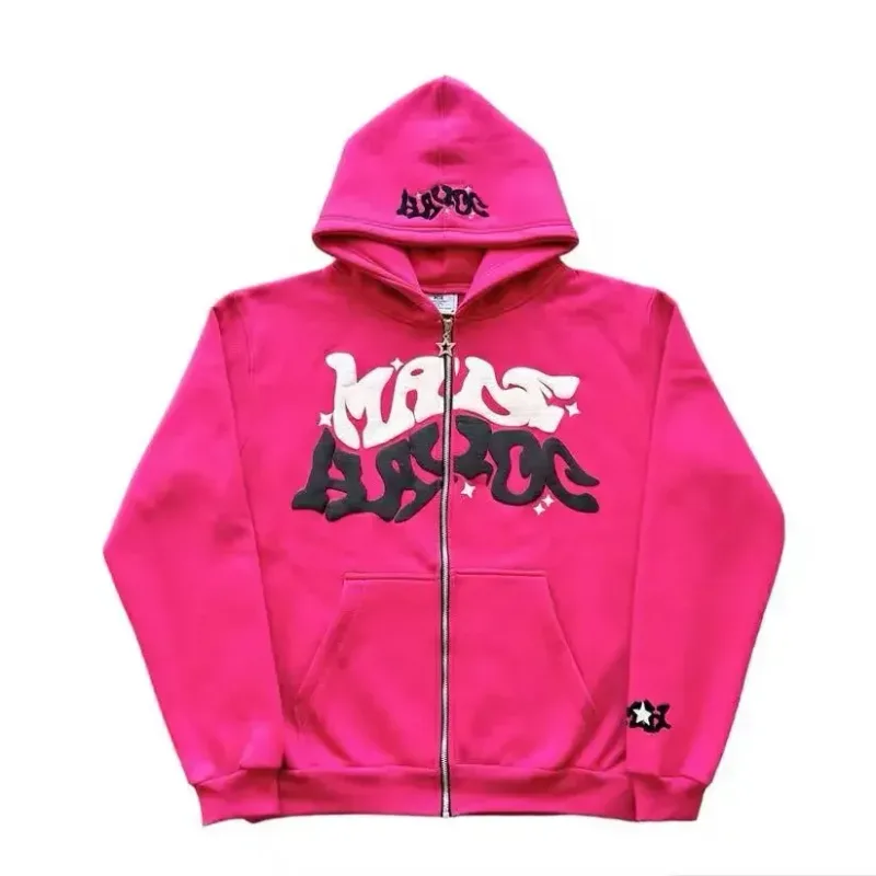 Zipper hooded sweatshirt with retro American letters suitable for men and women wearing Y2K jacket autumn/winter cardigan — image 15