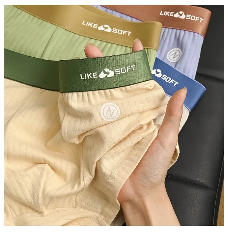 5Pcs Men Striped Boxer Briefs Soft Breathable Mid Waist Elastic Waistband Cotton Blend Men Underwear Shorts