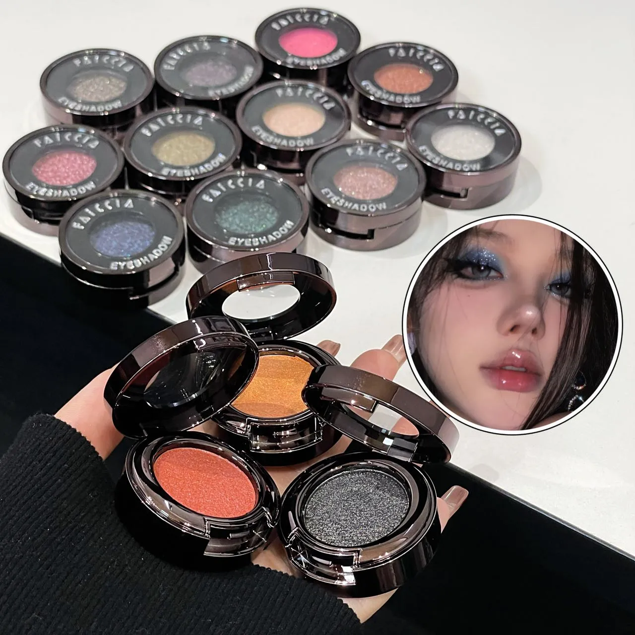 Metallic Glitter Black Blue Eyeshadow Purple Green Metallic Highlighter Eyeshadow Diamond Long Lasting Eye Makeup Women Cosmetic — image 4