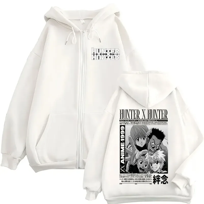 Anime Hunter X Hunter Kurapika Killua Zoldyck GON FREECSS Leorio Zipper Hoodies Men Women Zip Up Hooded Sweatshirts Jackets