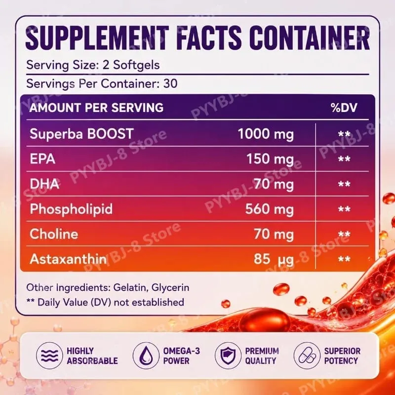 Antarctic Krill Oil Softgels 60 Capsules — 150mg EPA + 70mg DHA and Astaxanthin Support Antioxidant & Cardiovascular Health — image 3