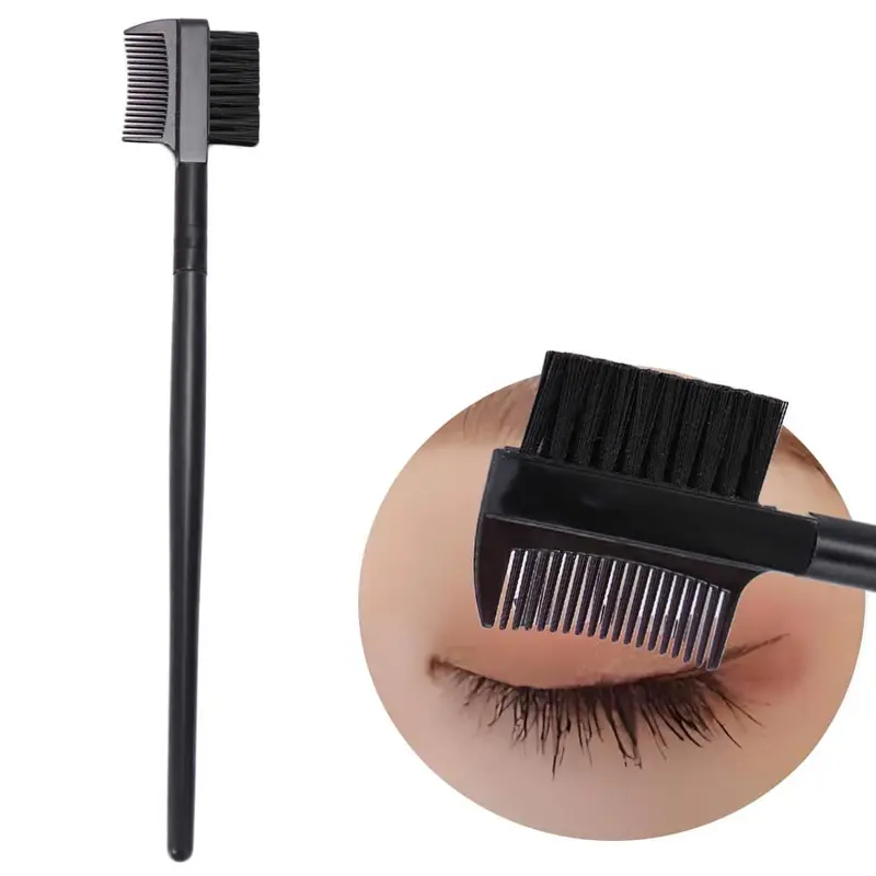 Black High Quality Double Ended Dual Head Makeup Tool Wood Handle Makeup Brushes Eyebrow Comb Eyelash Brush Eyebrow Brush Comb