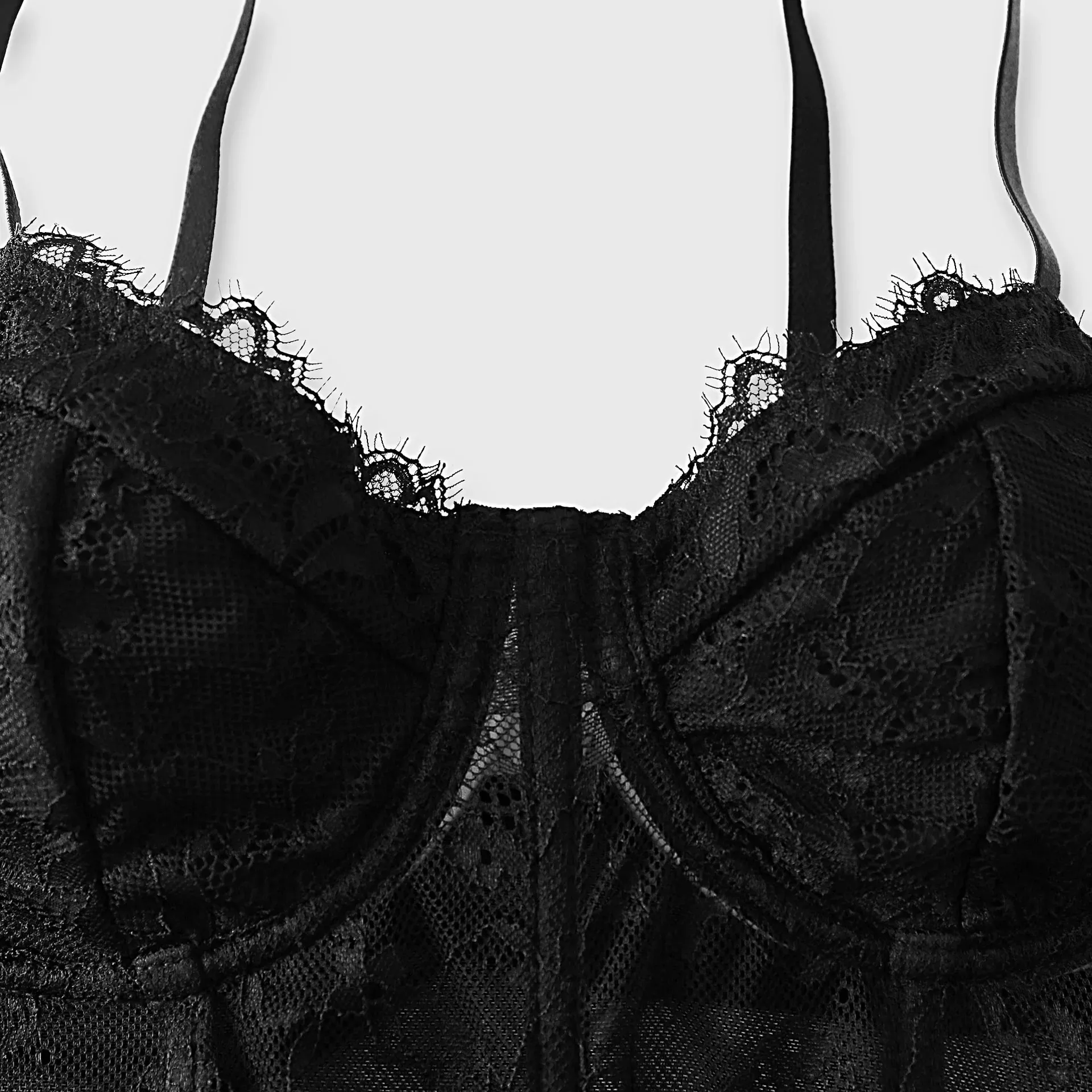 Sexy Schwarzer Halbtransparenter BH Mesh Push Up Bralet Damen Tube Top Korsett Bustier Weste Club Party Crop Top Elegante Dessous — image 3