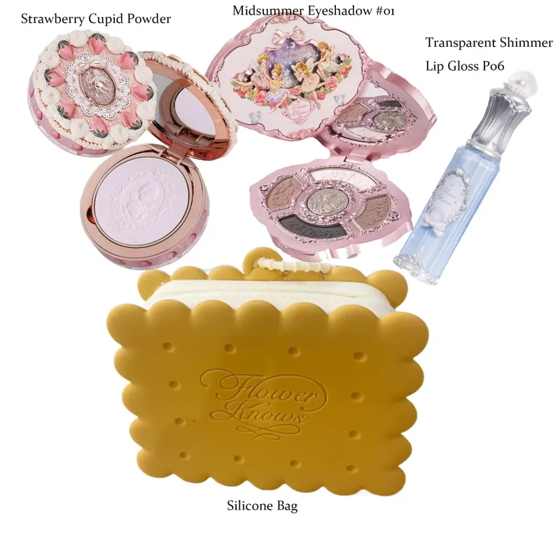 Flowerknows All In One Mackup Set Confezione regalo Flower Knows Glitter Eye Shadow Palette Fard Rossetto lucido a lunga tenuta con borsa — image 12
