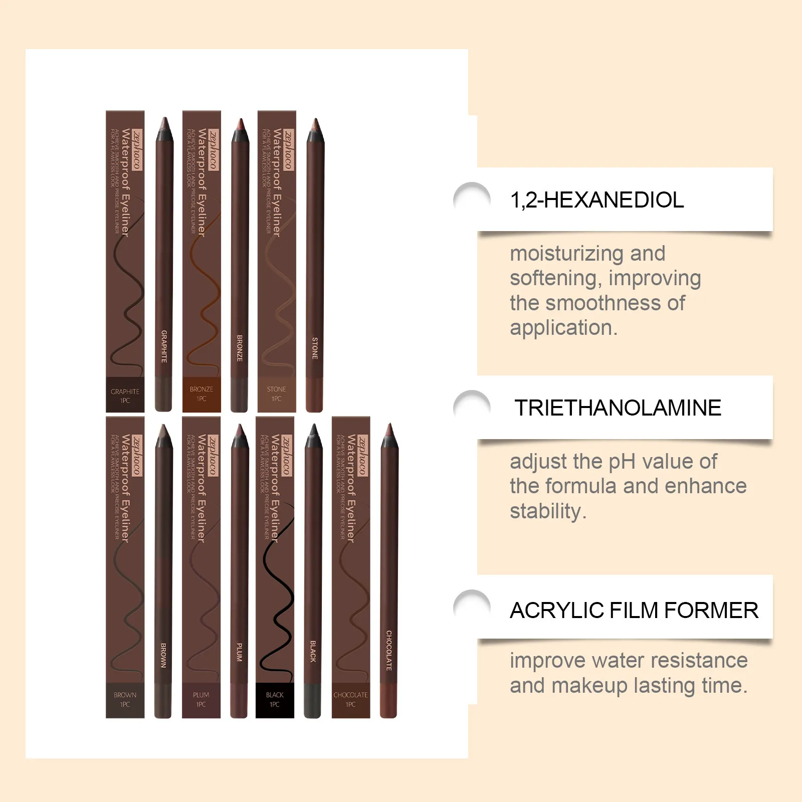 Smooth Creamy Gel Eyeliner Pencil Collection - Waterproof Long-Lasting No Smudging Professional Eye Makeup — image 6