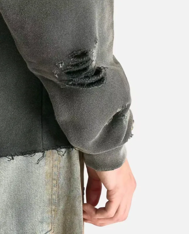 N Brand 26SS”DESTRUCTO' STUDDED WASHED“ Distressed High-Street Hip-Pop Cotton Oversized Hoodies Sweater For Men — image 7