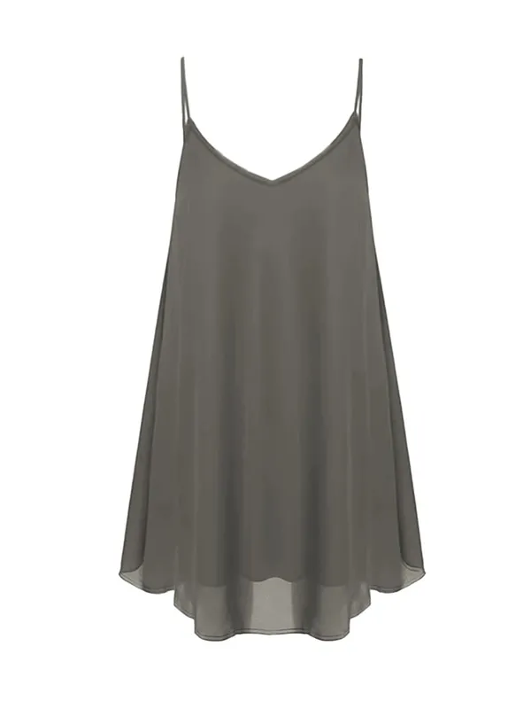 Women Plus Size Sleeveless Dress Fashion Solid Color Comfortable Daily Wear Dress — image 11