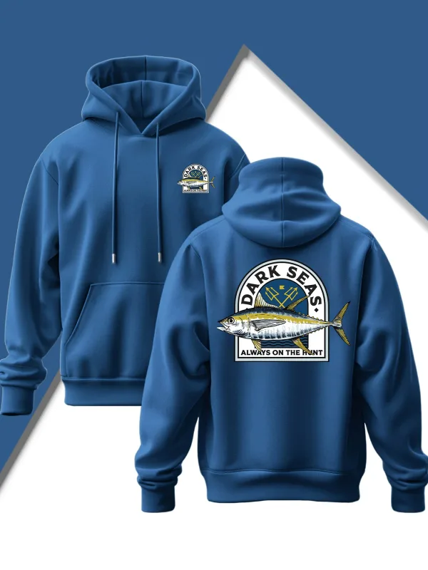 Men'S New Trendy Hooded Sweatshirt Casual Drawstring Hoodie with Print Featuring Yellowfin Tuna Design Front Kangaroo Pocket — image 7
