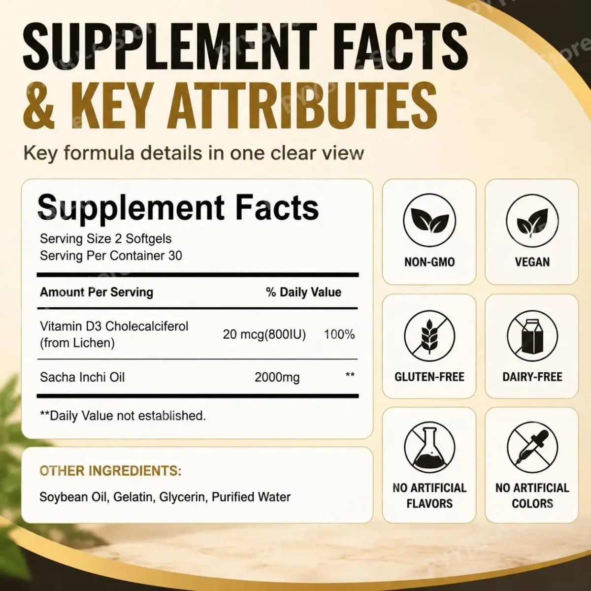 Docteat Sacha Inchi Oil Softgels with Lichen-Derived Vitamin D3 for Bone and Immune Support and Softgel Absorption 60 Softgels — image 4