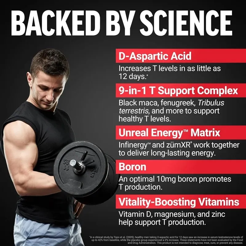 Natural Male Test Booster Supplement with Boron & Vitamin Blend Support Vitality Stamina Endurance & Physical Vigor