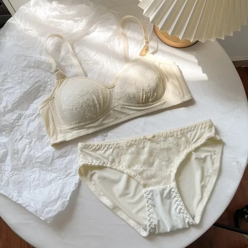 Sexy Push Up Lace Bralette Small Bust Wirefree Comfort Summer Ultra Thin Adjustable Straps Anti-Sagging Lingerie Set S-XL​​ Bra