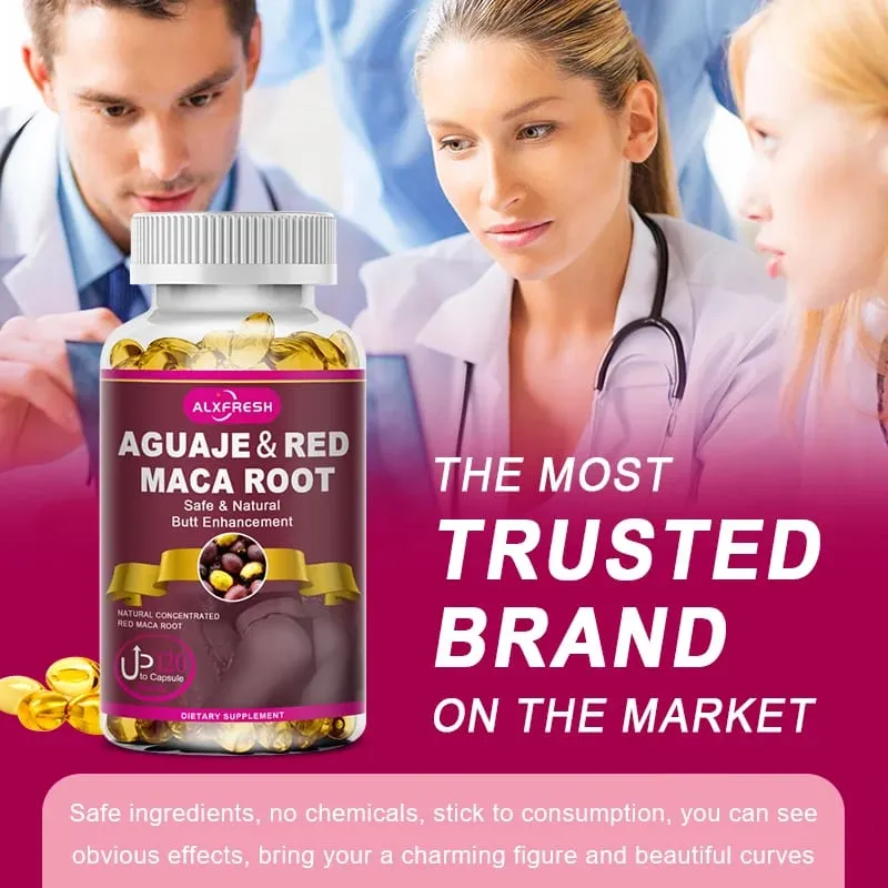 Alexfresh Organic Aguaje com extrato de raiz de RedMaca - 1000 mg por porção - Cuidados com as nádegas femininas - Extrato potente