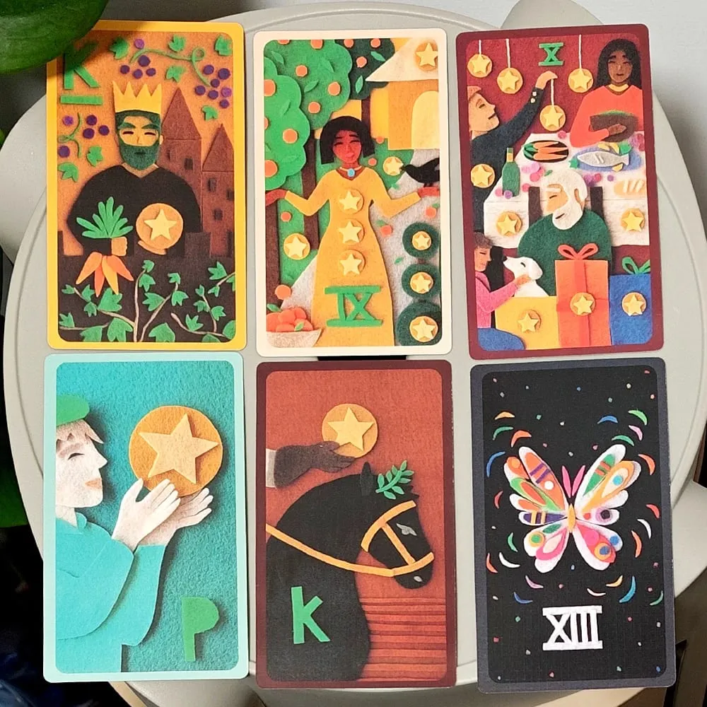 The Craft Felt Tarot 12*7sm 78 Dek Kad Penunggang Seni Felt Potongan Tangan Unik Set Ramalan Aneh dalam Kotak Tegar — image 5