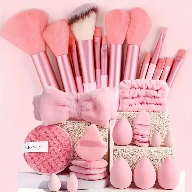 20/40Pcs Makeup Brushes and Sponges Set Brown Makeup Puff Beauty Egg Headband Wristband Remover Kit Makeup Tool Gift — image 10