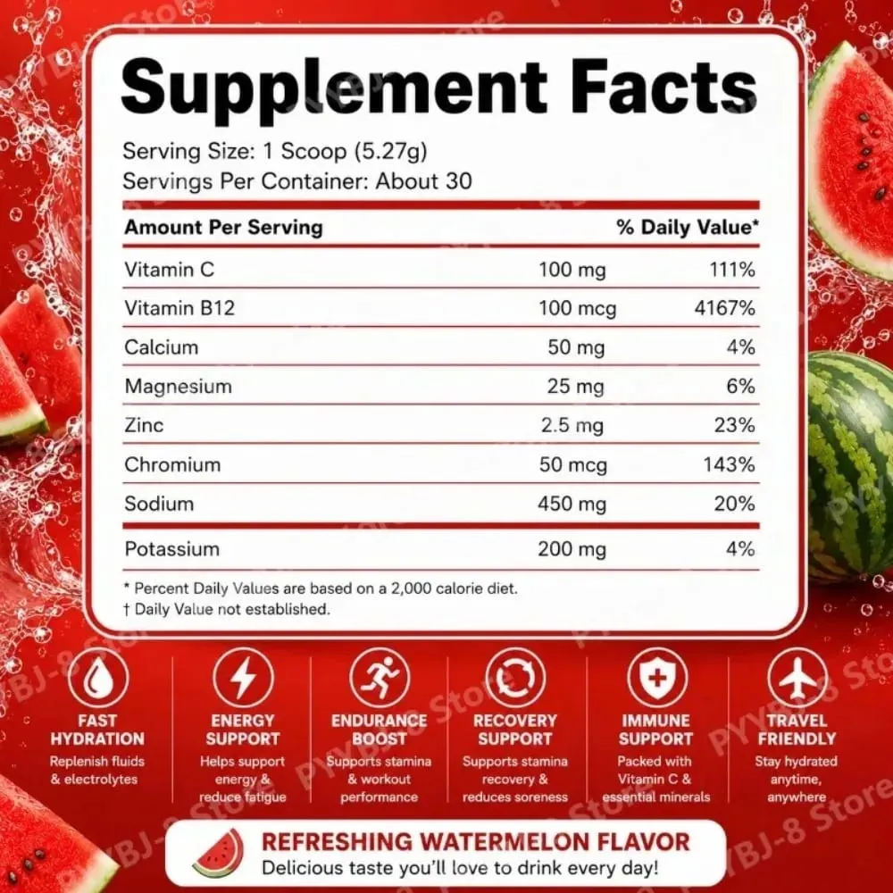 Electrolyte Drink Powder 158g 30 Serving with Sodium Potassium Magnesium Calcium Support Exercise Recovery Energy Enhancement