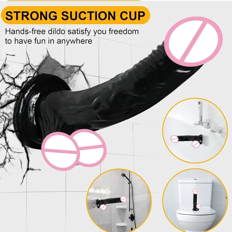 Impermeabile Realistico Nero Dildo Masturbatori Anal Gay Morbido Clitoride Massaggiatore Vaginale Pene Ventosa Cazzo Giocattoli Del Sesso per Le Donne — image 4