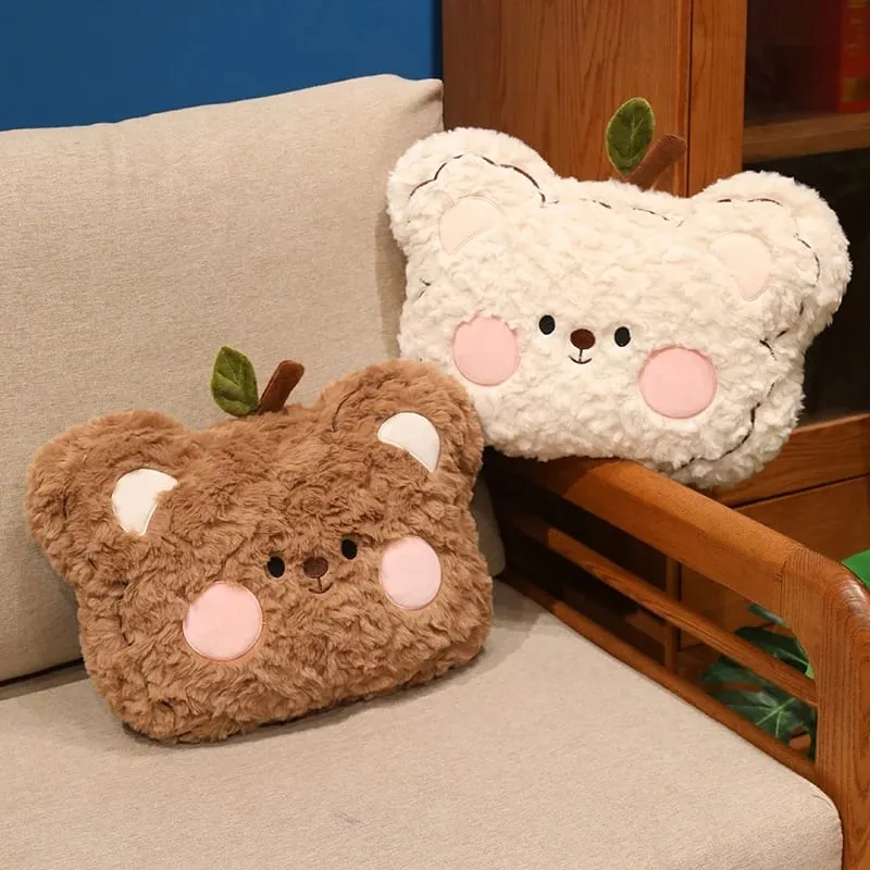 40cm Teddy Bear Head Plush Pillow Cute Bear Face Throw Pillow Soft Fluffy Stuffed Cushion Sofa Bedroom Home Decor Gift
