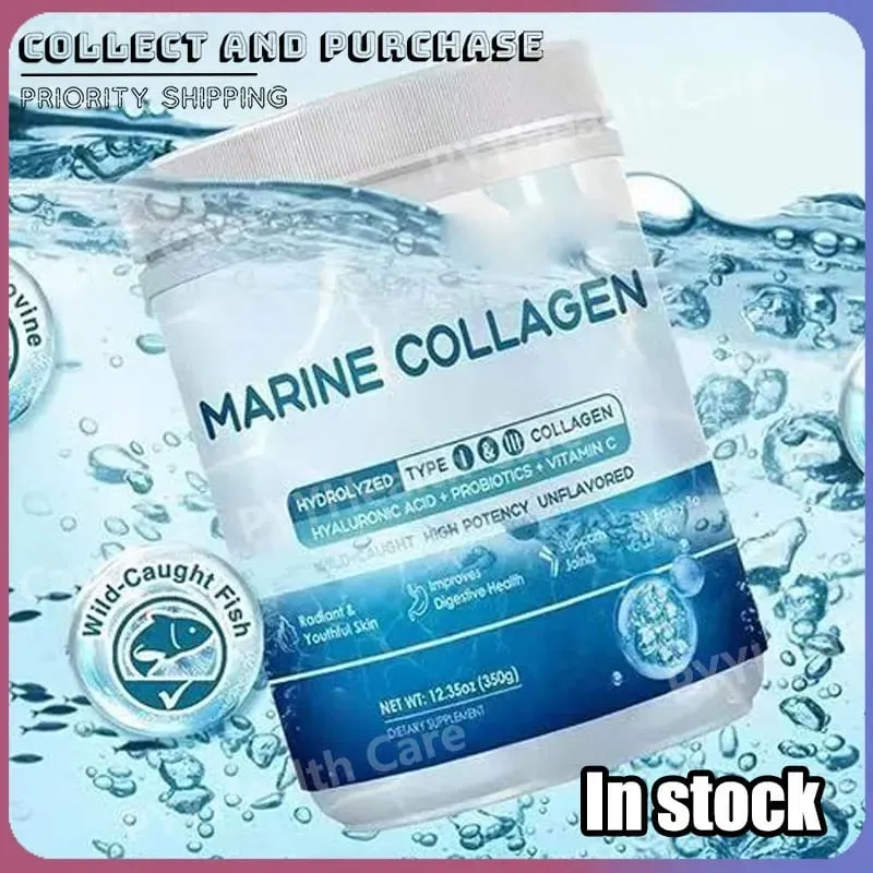 Marine Collagen Peptides Powder - Type I III Collagen with Probiotics Vitamin C & Hyaluronic- Unflavored - 12.35oz/35 Servings — image 1