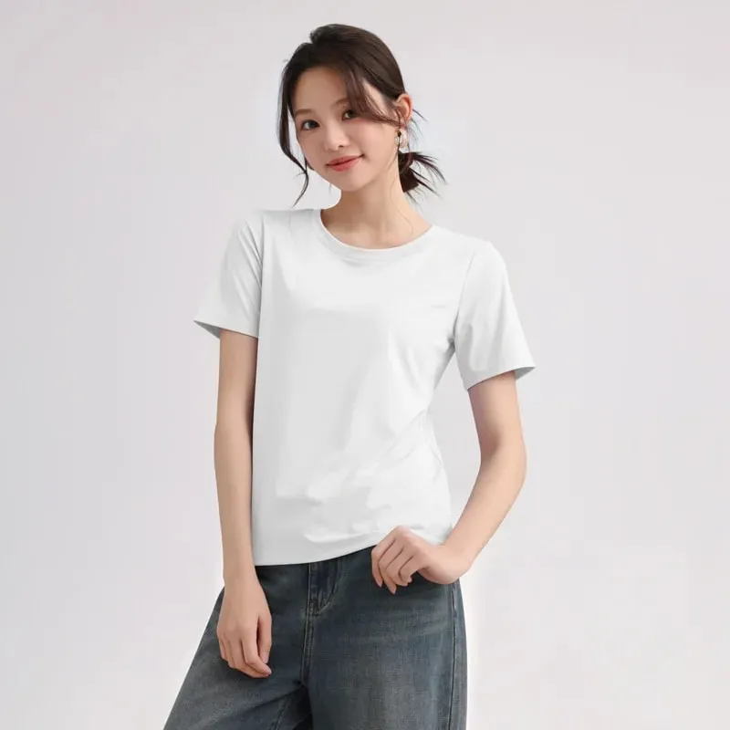 Outdoor Lightweight Quick-Dry Sports Shirt: Summer Cooling Quick-Dry T-Shir Women Round-Neck Loose-Fit Short Sleeve Sports