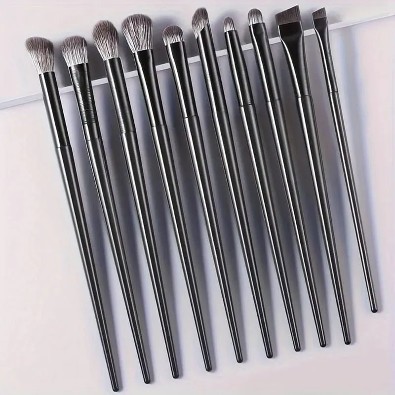 10pcs Soft Hair Eye Shadow Brush Set Eye Makeup Halo Dye Sleeping Silkworm Eyeliner Blade Eye Detail Makeup Brush — image 6