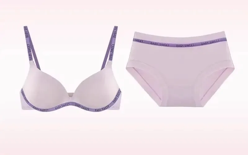 Stylish Vivid Color Dopamine Lingerie Sexy Boost Small Breast Wireless Soft Daily Casual Home Dating Plus Size 32-38 Bra Set Hot