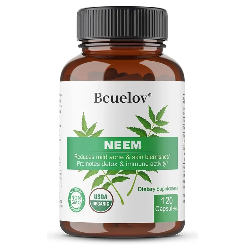 Kapsul Neem Organik - Suplemen Jerawat Herbal yang Mendukung Kulit Jernih dan Detoksifikasi - Vegan Non-GMO Bebas Gluten — image 9